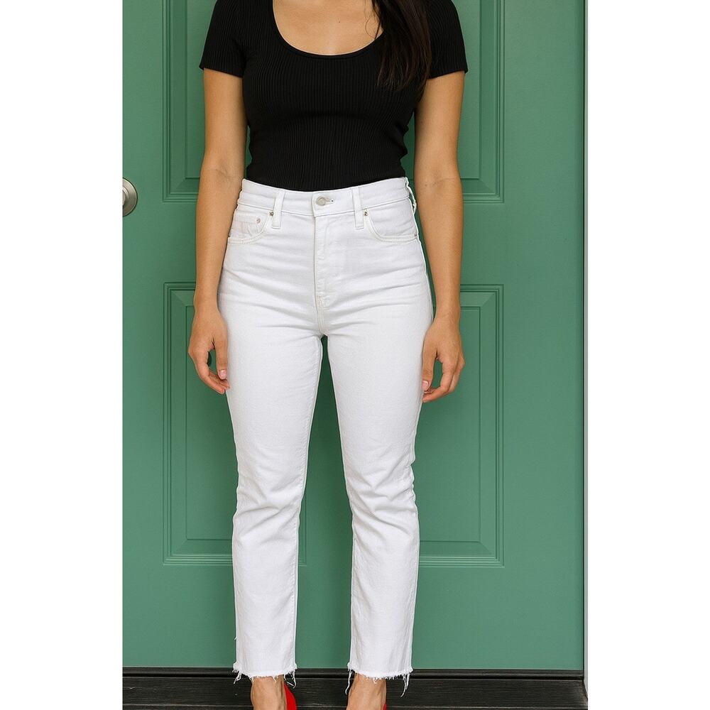 MOTHER White High-Rise Straight Jeans